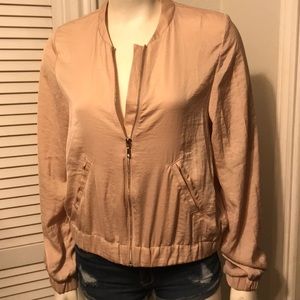 H&M Blush pink silk bomber jacket